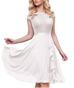 Vintageinspireret hvid kjole/Konfirmations kjole - Alacinia